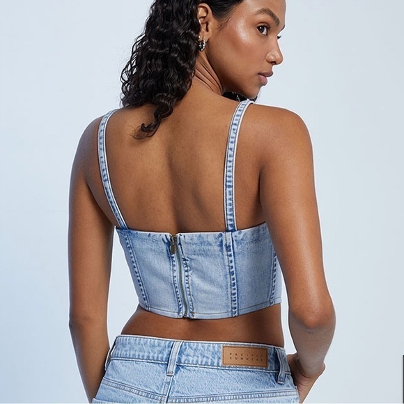 Pacsun Denim Corset Top - S - Picture 2 of 8